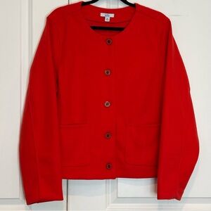 NWT Croft & Barrow Dark Orange Red Fleece Collarless Soft Blazer XXL